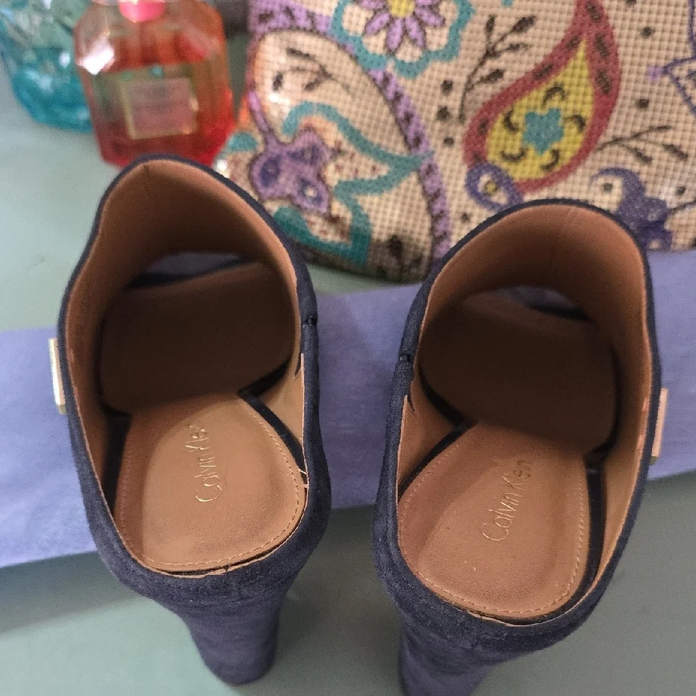 Calvin Klein Collection Navy Suede BEITRIS Mules - Picture 8 of 14